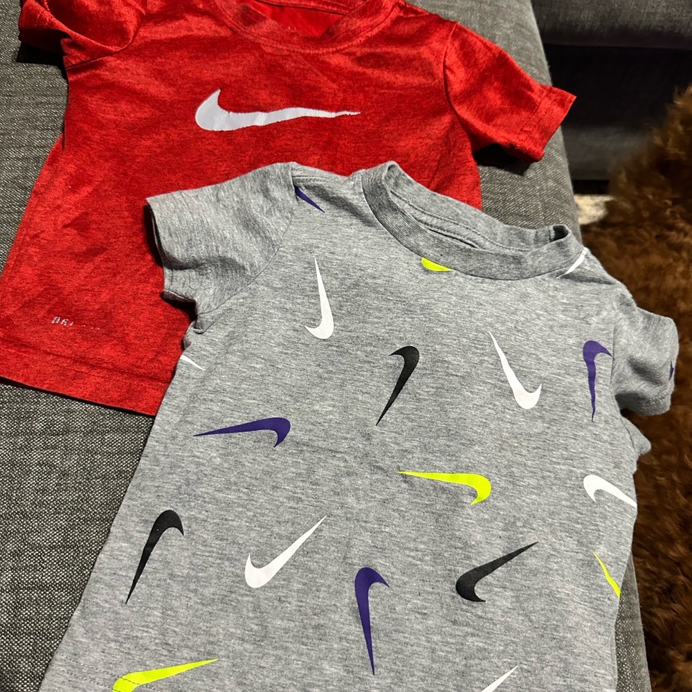 Nike Kids' Red and Gray Swoosh T-Shirt Duo